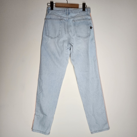 SHOP ★ ART Blue Denim pants side seam stripes 100% cotton jeans - Picture 11 of 15
